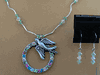 Bird On A Circle Pendent Necklace With Earrings