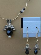 Black Angel Necklace With Earrings