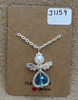 Blue Beaded Heart Angel Necklace 