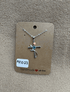 Blue Rose Cross Necklace