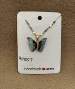 Blue Wing Butterfly Necklace 
