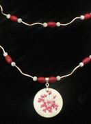 Double Stand Circle Searshell Pendent Necklace