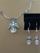 Clear Angel Necklace with Earrings