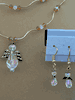 Double Stand Clear Angel Necklace With Earrings