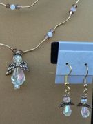 Double Stand Clear Angel Necklace With Earrings