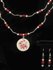 Double Stand Circle Seashell Pendent Necklace With Earrings