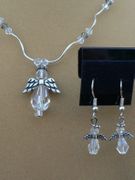 Clear Angel Necklane with Earrings