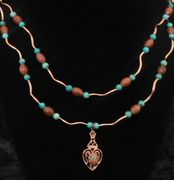 Double Stand Copper Heart Pendent Necklace