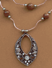Double Stand Goldstone 8mm Round Bead Teardrop Necklace