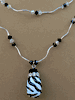 Double Stand Oval Zebra Strip Pendent Necklace