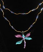 Double Stand Purple and Blue Dragonfly Necklace