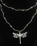Double Stand Silver Dragonfly Necklace