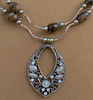 Double Stand Tiger-Eye Faceted Oval Beads Teardrop Necklace