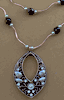 Double Stand Tiger-Eye Faceted Round Bead Teardrop Necklace