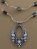 Double Stand Tiger-Eye Flat Round Bead Teardrop Necklace