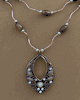 Double Tiger-Eye Oval Beads Teardrop Necklace