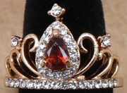 Gold Luxury Fashion 925 Plated Crystal Diamond CZ Ring Queen Crown Princess Wedding Ring