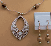 Goldstone 8mm Round Bead Teardrop Necklace With Earrrigs