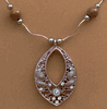 Goldstone 8mm Round Bead Teardrop Necklace