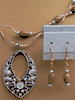 Goldstone Oval Bead Double Stand Teardrop Necklace With Earrings
