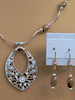 Goldstone Oval Beads Teardrop Necklace With Earrings