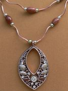 Goldstone Oval Double Stand Teardrop Neckace
