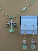Green Angel Necklace With Earrings
