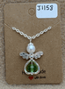 Green Bead Heart Angel Necklace 