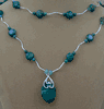 Double Stand Green Cabochons Malachite Pendent Necklace