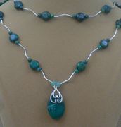 Double Stand Green Cabochons Malachite Pendent Necklace