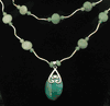 Double Stand Green Malachite Cabochon Pendent Necklace