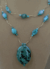 Double Stand Jadeite Jade Oval Pendent Necklace