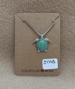 Light Blue Rhinestone Turtle Necklace