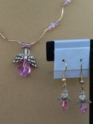 Light Rose Angel Neclace With Earrings