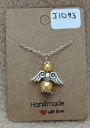 Gold Beaded Angel Necklace 