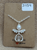 Clear Bead Heart Angel Necklace