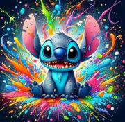 Stitch With A Splash Paint Behind Him