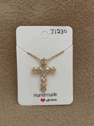 Clear Stone Cross Necklace