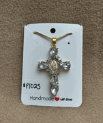 Large White Stone Cross Necklace