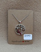 Cardinal On A Tree Necklace 