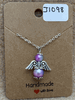 Pink and Blue Beaded Angel Necklace 