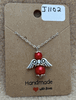 Red Beaded Angel Necklace 
