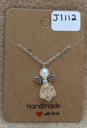 Peach Heart Angel Necklace 