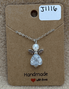 Light Blue Heart Angel Necklace 