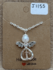 Pink Bead Heart Angel Necklace 