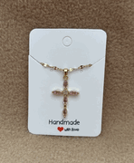 Pink Stone Cross Necklace