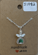 Green Heart Angel Necklace 