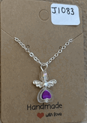 Purple Heart Angel Necklace 