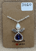 Dark Blue Bead Heart Angel Necklace 