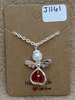 Red Bead Heart Angel Necklace